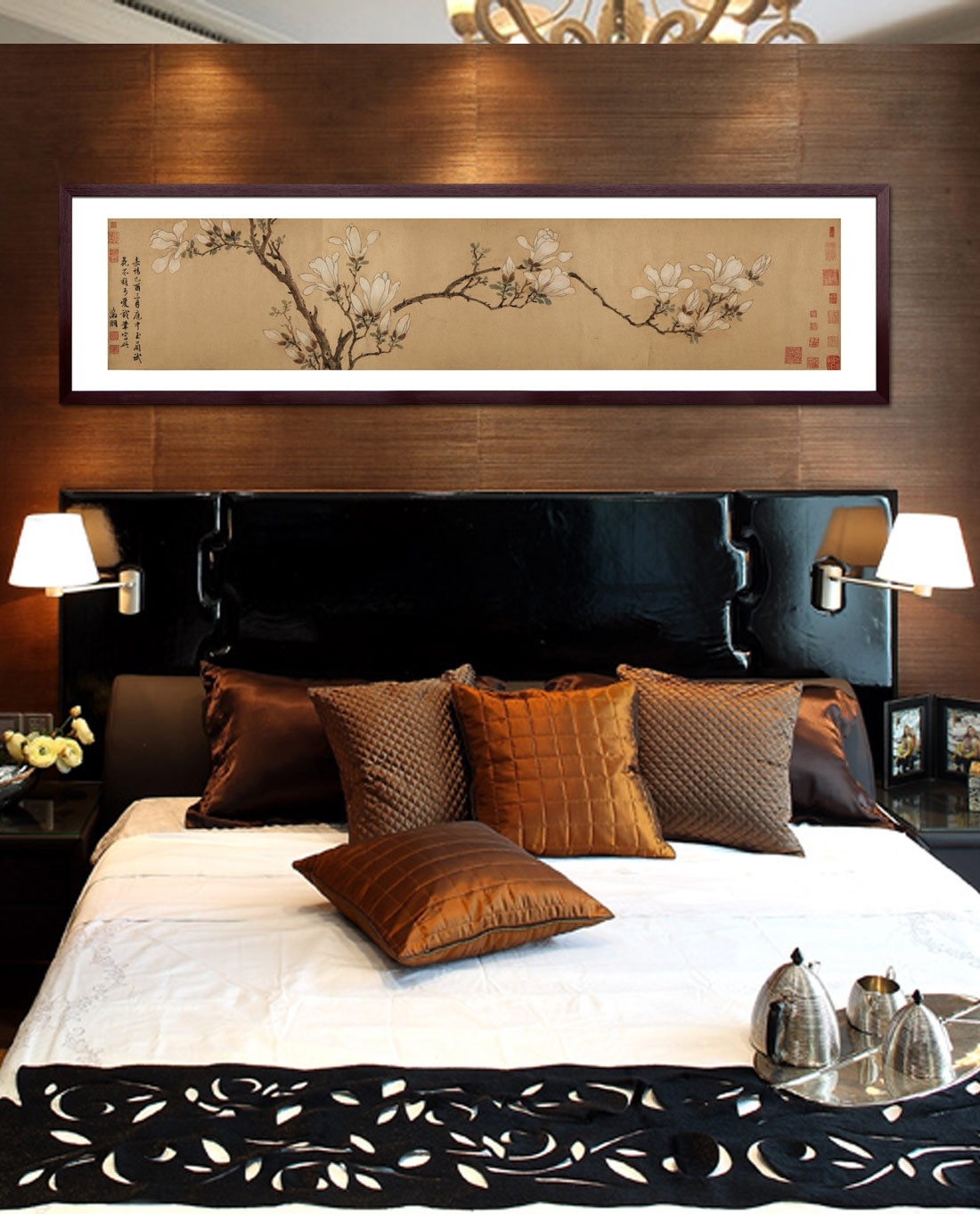 卧室挂画床头背景墙装修效果图 – 设计本装修效果图